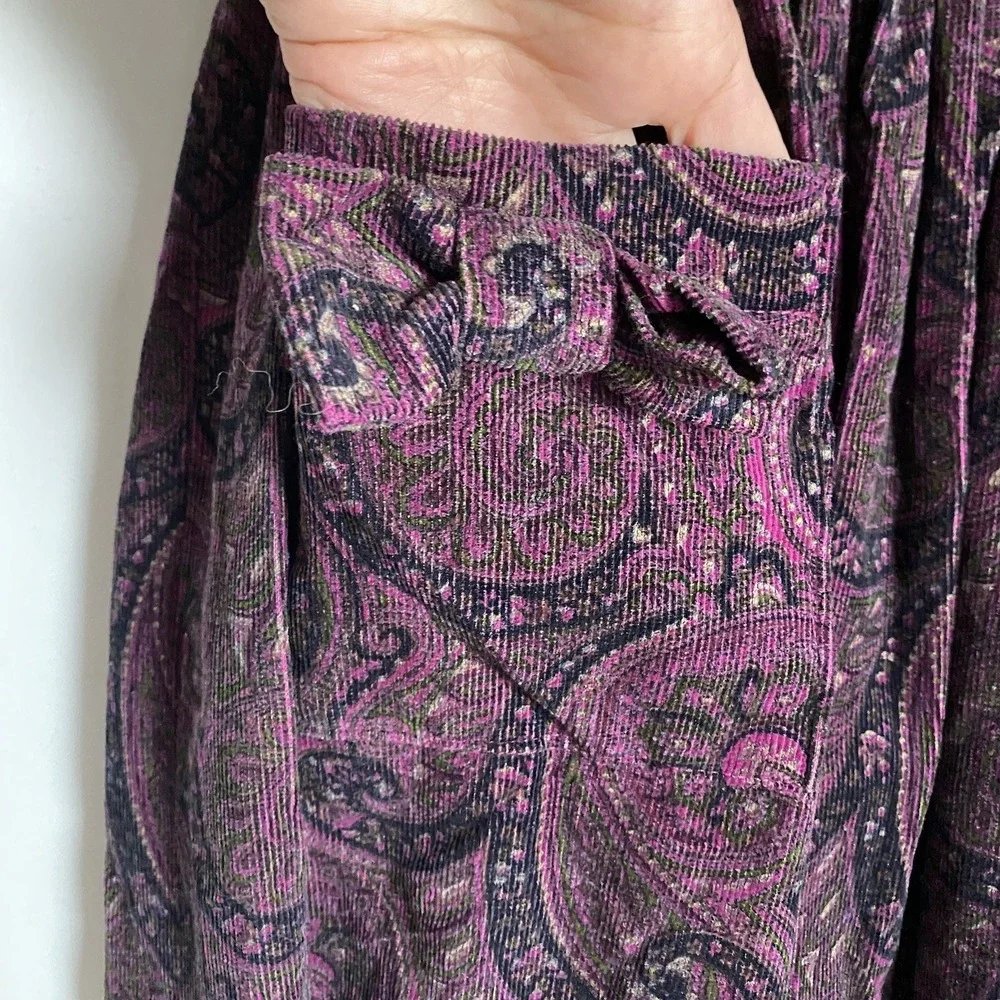 Vintage Dress Girls 7 Years Purple Corduroy Paisley Floral by Rosalind Rogers
